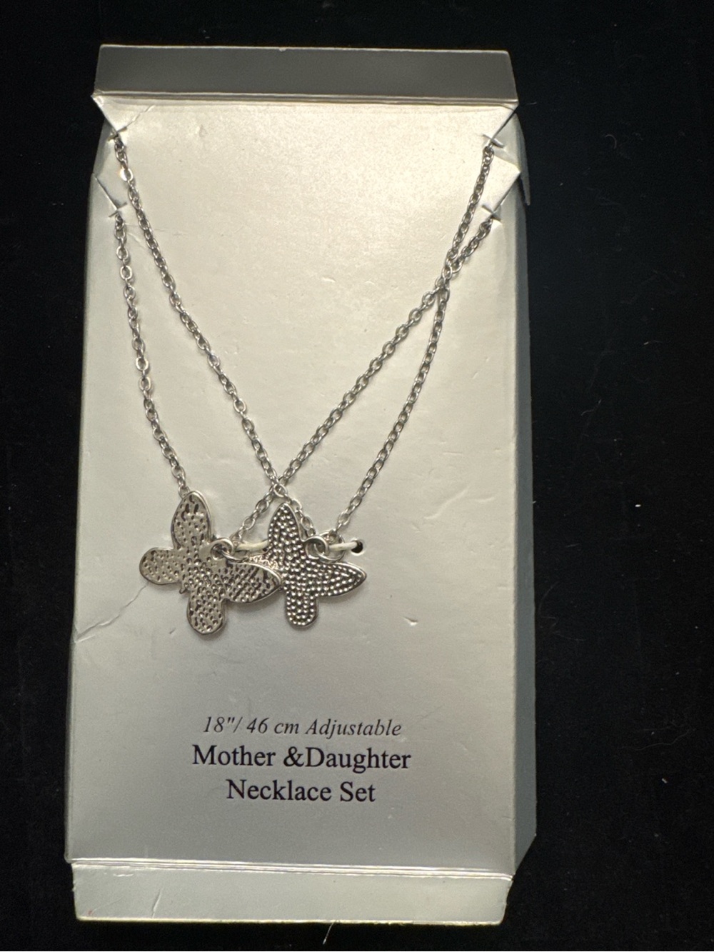 Mother & Daughter Silver Butterfly Necklace Set